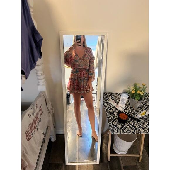 MISA Los Angeles Multicolored Metallic Split Neck Long Sleeve Elena Dress Size S - Picture 13 of 13